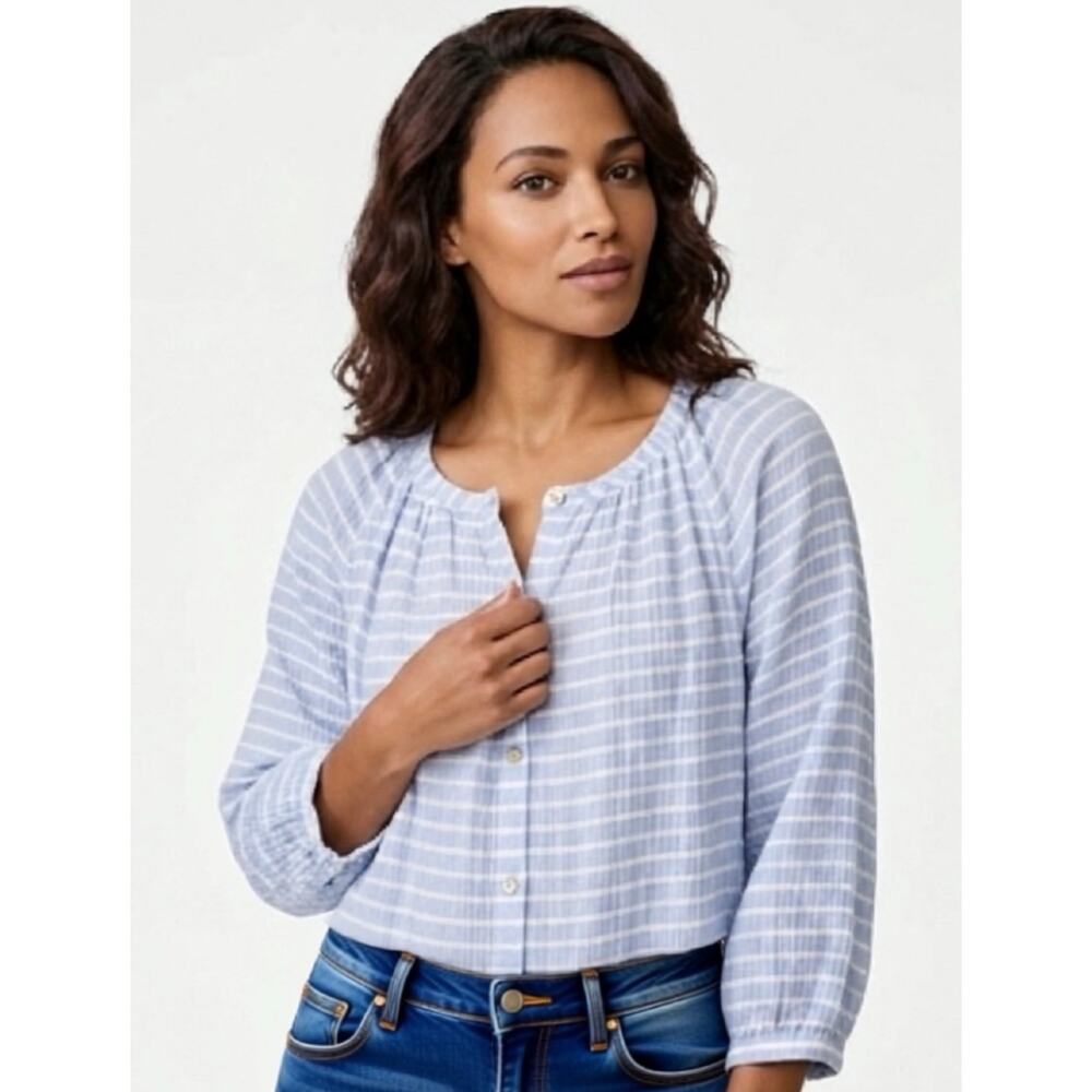 J.Jill 2X Blouse Relaxed Breezy Silhouette Gauze Like Button Front Lightweight